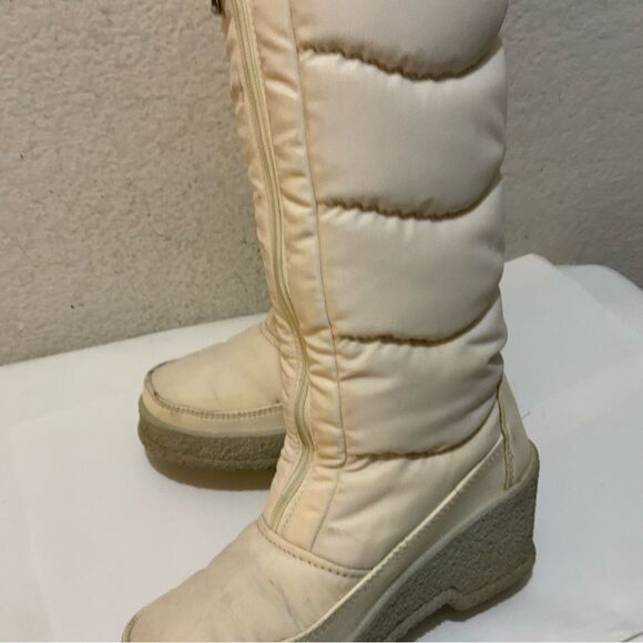 Vintage Nordica winter  front zip wedge Fur Boots cream size 36 Italy - Picture 6 of 15